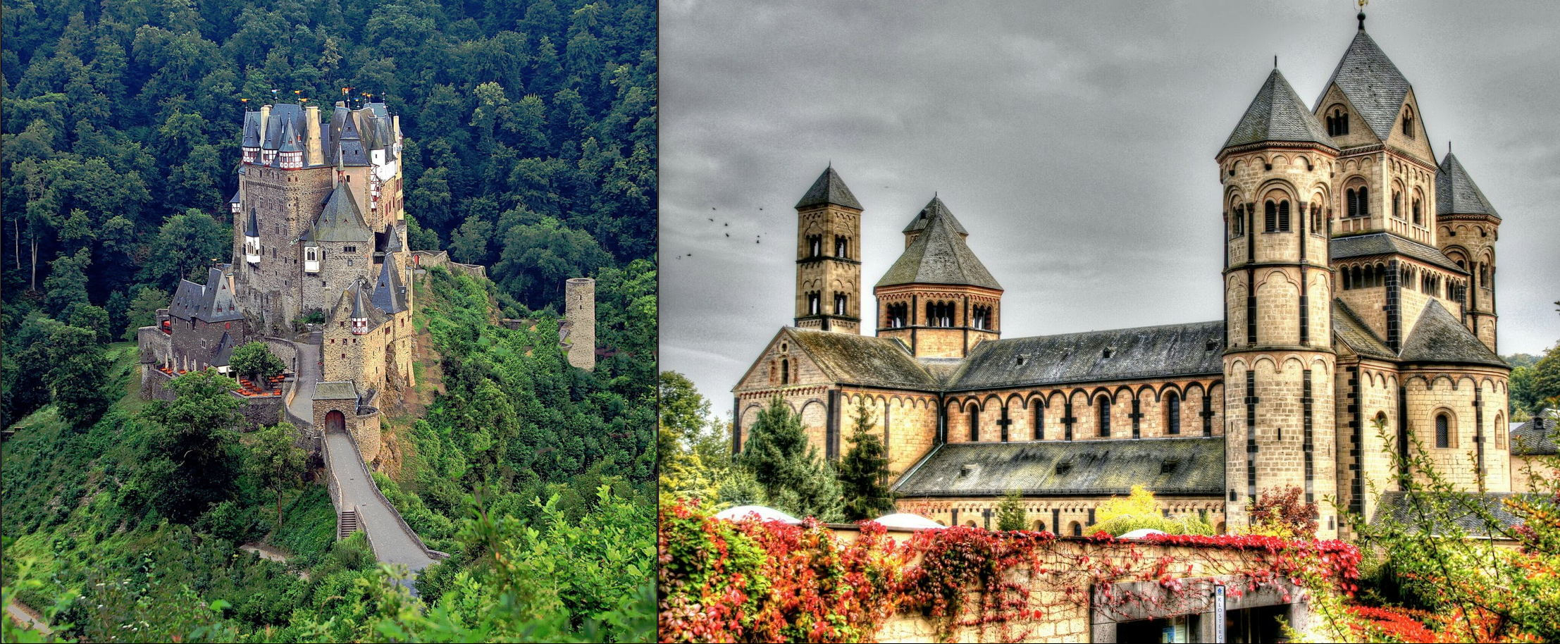 Сказочный немецкий замок Бург Эльц и Аббатство Мария Лаах.